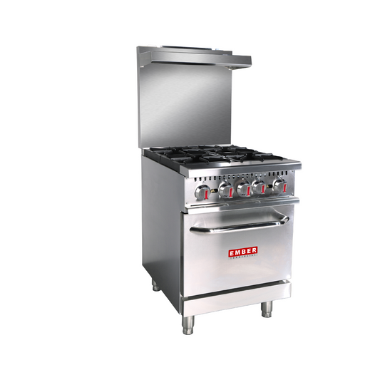 Ember Commercial EM-4 Natural Gas 4 Burners Commercial Gas Range with Under Oven