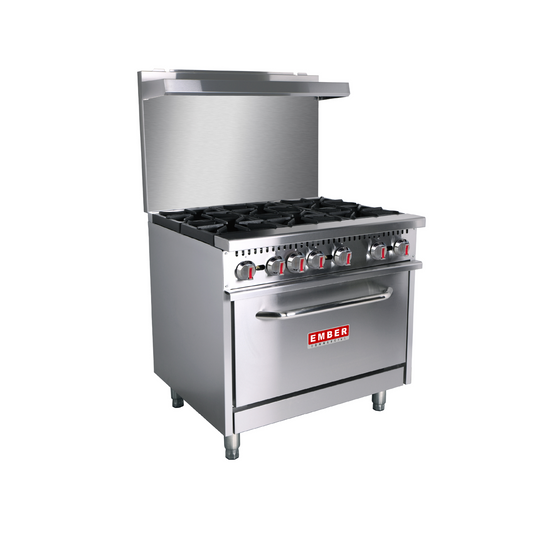 Ember Commercial EM-6 Natural Gas 6 Burners Commercial Gas Range with Under Oven